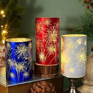 Set of 3 Celebration Hurricanes, Celebration Firework Lanterns - Premium Patriotic Red White Blue Trio, Etched Firework Starburst Lights, Twinkling Table Centerpieces for Wedding & Holiday Decor tiktokshopspringglowup