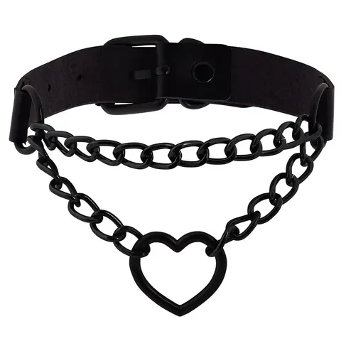 Gothic Style Heart Design Chain Adjustable Choker Necklace, Chain Heart Pendant, Fashion Jewelry for Party, Trendy Jewelry for Women & Men, Ideal Gift, Gothic Mystery Accessories
