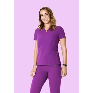 Curved V-Neck Top Cyber Grape