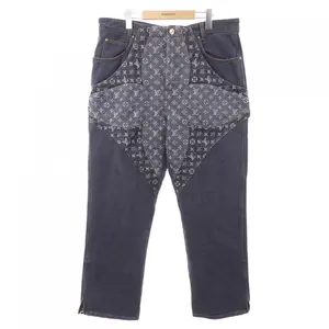 Pre-owned Louis Vuitton Denim Small Leather Goods Monogram Flower Pants