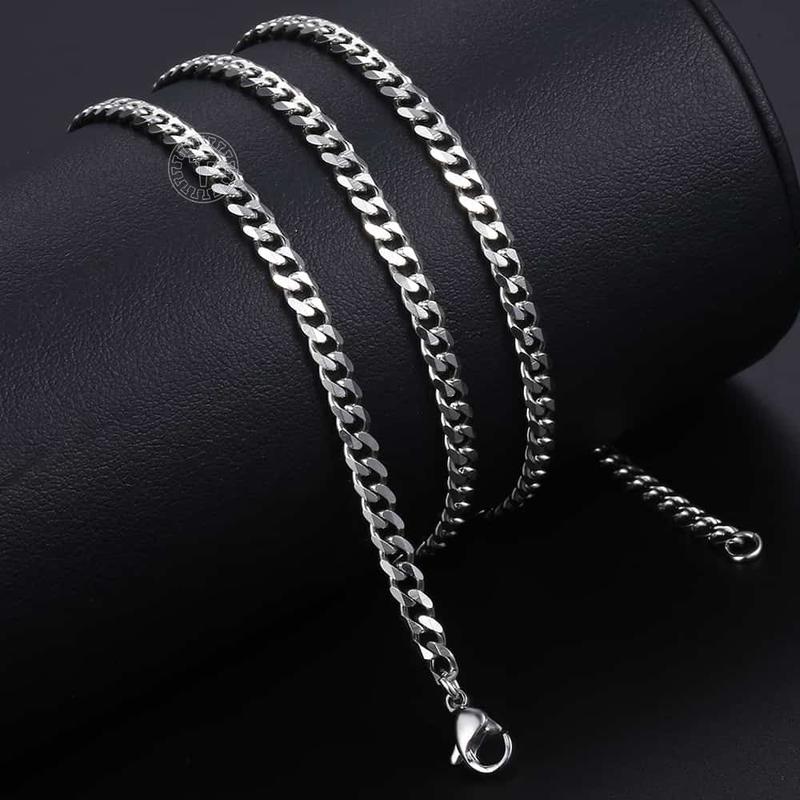 3/5/7/9/11mm Stainless Steel Silver Color Cuban Curb Chain Necklace Choker 16-30" for Men Women Daily Jewelry Christmas Gift