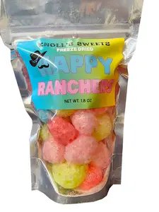 Knoll's Sweets Freeze Dried Happy Rancher Crunchy Candy, quality crunch, resealable shareable packaging, bold fruity flavor