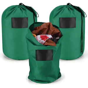 3 Pcs 21 x 12 Inch Christmas Inflatable Decorations Storage Bag with Blackboard Drawstring Waterproof Christmas Storage Containers for Holiday Xmas Ornaments Accessories Gift Organizer (Green)