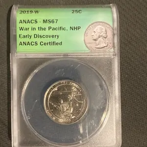 ANACS Certified 2019-W MS67 War in the Pacific 25C Early Discovery Coin NHP Historical Design