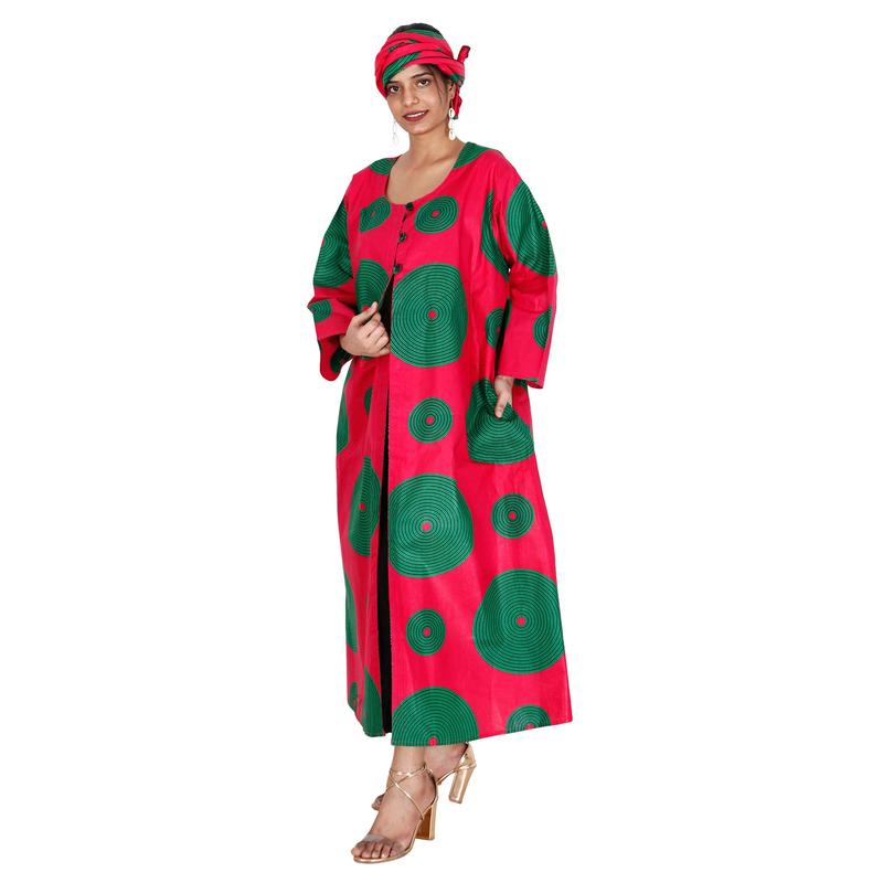 Women's Printed Duster Maxi Jacket -- FI-P50023