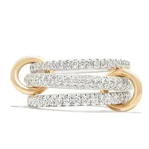Gold Stackable Rings for Women Non Tarnish, Cubic Zirconiaa Rings, Silver Gold Multi Ring Mixed Metals Stack Rings Set