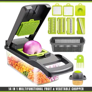 14 in 1 Multifunctional Vegetable Chopping Machine,Vegetable Chopper,Onion Chopper and garlic cutter with Container Kitchen Utensils