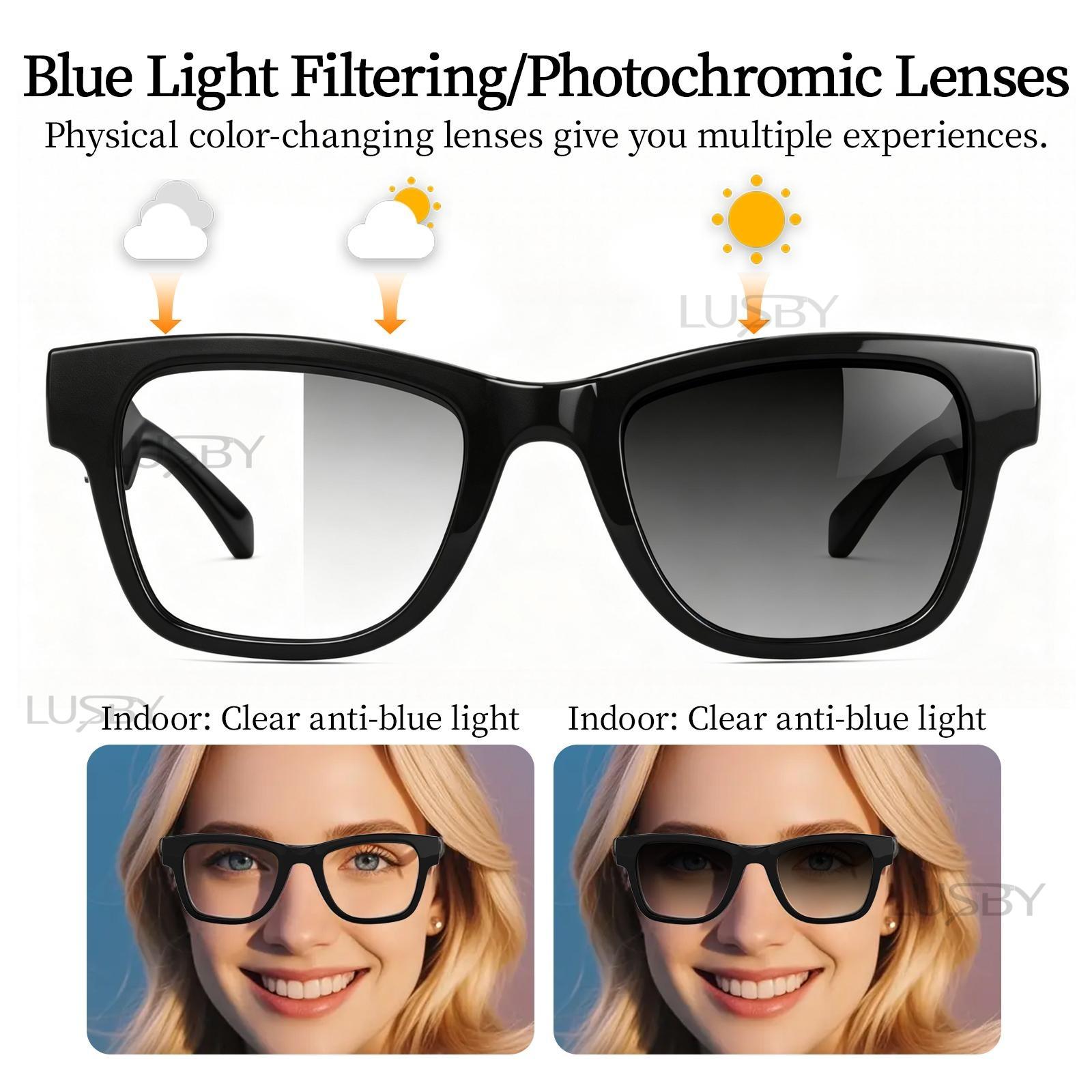 AI Interpretation Smart Glasses,160 Languages, Chat GPT,Audio Glasses for Men And Women,Microphone And Speaker, HD Voice Calls And HIFI Music Quality,Hands-Free Calling,Color Changing Lens, Suitable for  Riding,Driving,Travel,Easter gift