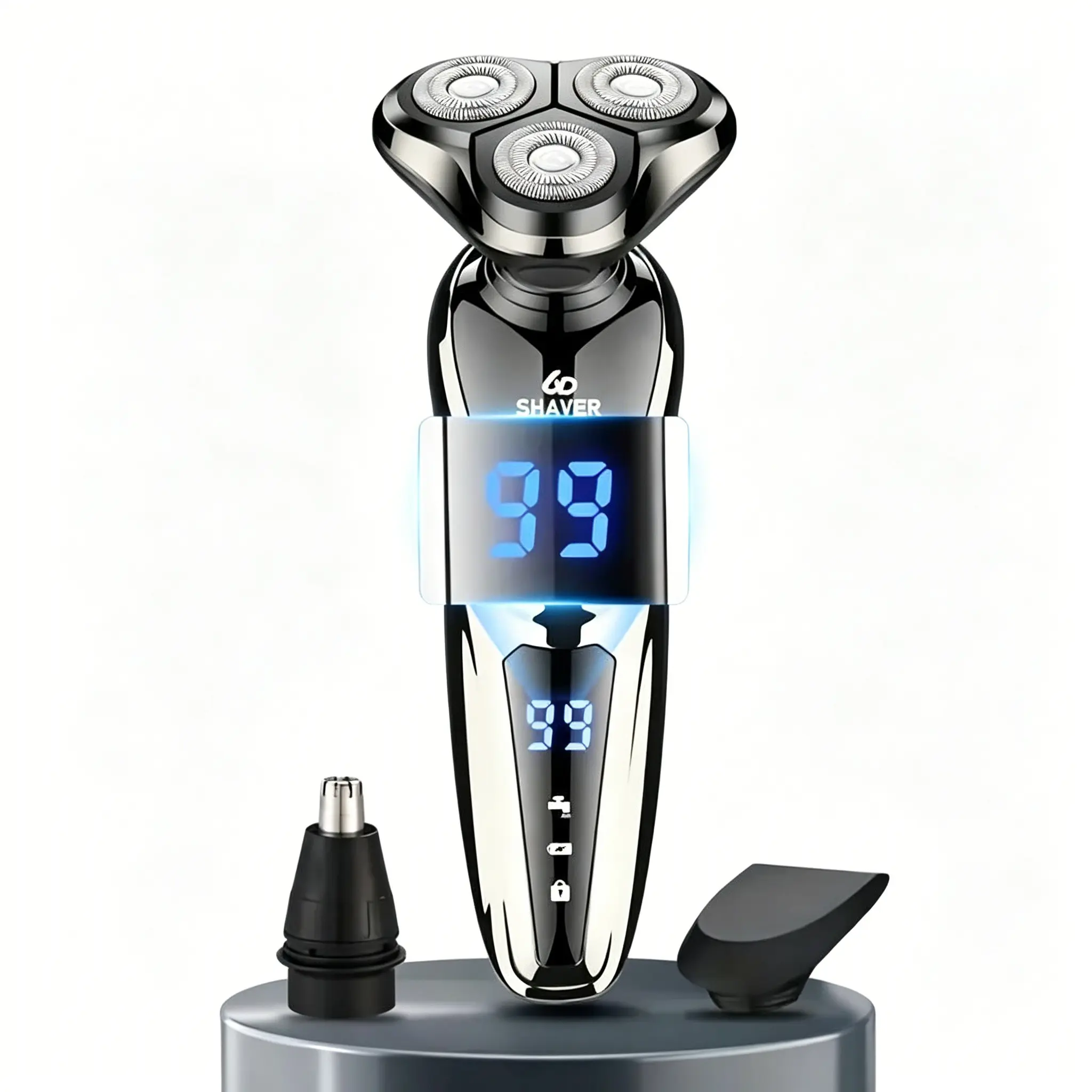Rechargeable electric shaver for men delivers a smooth, contour-hugging shave with zero gaps, plus an integrated hair trimming function — great value for a clean, fresh look at home. Trimmer