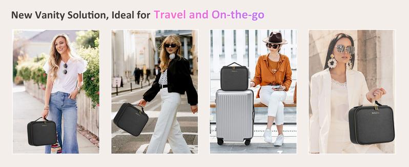 Behaesty Portable Makeup Bag with 3-Color LED Light Detachable Mirror 2000mAh USB Rechargeable Waterproof PU Leather Organizer Compact Travel Cosmetic Pouch Vanity Purse Zip TikTokShopBlackFriday Behaesty Portable Makeup Bag with 3-Color LED Light Detachable Mirror 2000mAh USB Rechargeable Waterproof PU Leather Organizer Compact Travel Cosmetic Pouch Vanity Purse Zip TikTokShopBlackFriday