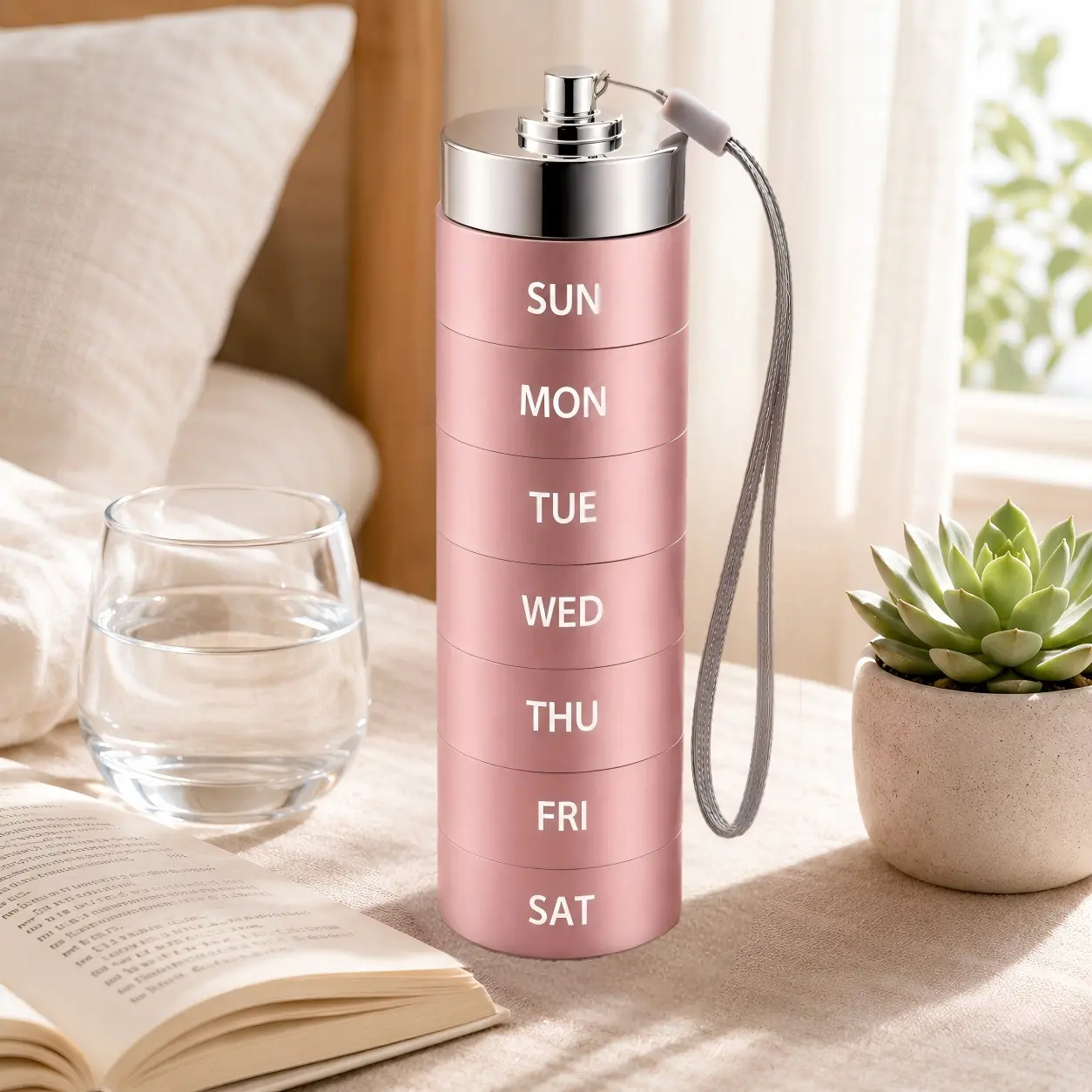 Metal Weekly Pill Organizer, Aluminum Alloy Waterproof Airtight Travel Pill Case, 7 Day Daily AM PM Vitamin Organizer, Large Capacity Portable Medicine Container for Vitamin, Fish Oil, Supplements, dealsforyou, summerwins/Daily Use，Medicine，Vitamin，