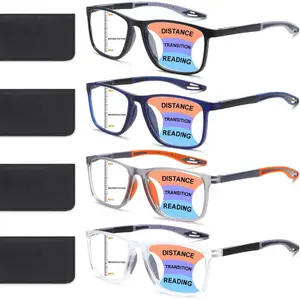4 Pack Progressive Multifocus Reading Glasses for Men Women TR90 Sports Style Anti-Blue Light Computer Readers-USA