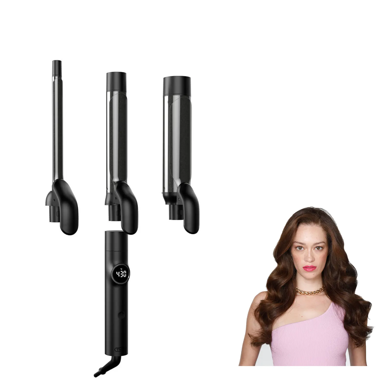 【Live Only】TYMO CUES - Curling Iron Set Professional Ionic Curling Wand for Travel, 3 in 1 Ceramic Hair Curler 1/2, 1, 1 1/2 Inch, Fast Heating, 5 Temps & Dual Voltage for Shiny Defined Curls to Beach Waves