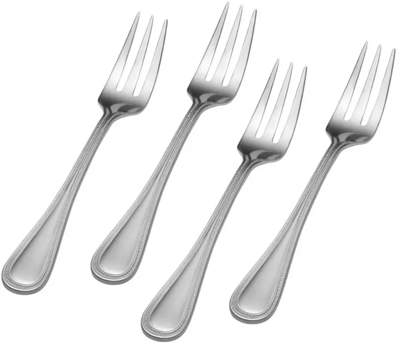 Beaded Antique 18/10 Stainless Steel Cocktail Fork (Set of Four)