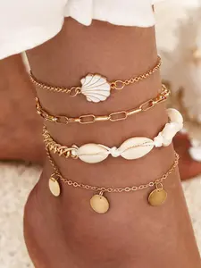 Shell Decor Anklet, Boho Style Adjustable Anklet for Women & Girls, Fashion Foot Jewelry for Beach Party Vacation, Trendy All-match & Exquisite Jewelry for Birthday Gift
