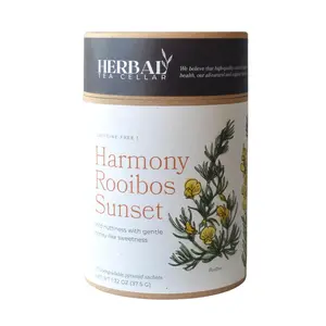 Herbal Tea Cellar Harmony Rooibos Sunset Premium Tea Tube 15 Biodegradable Sachets Caffeine Free Eco Friendly Packaging
