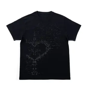Gothic Thorn Heart T-Shirt, Y2K Grunge Aesthetic Cross Graphic Shirt, Vintage Dark Streetwear Tee, Crew Neck, Short Sleeve, Cotton, Gift for Emo Alt Him Her, Men And Womenswear Top