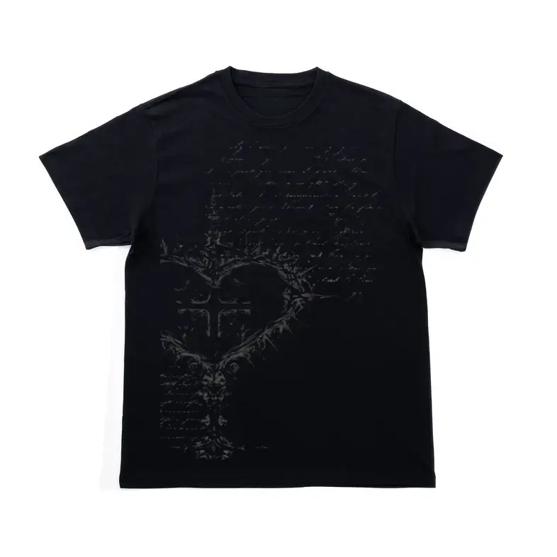 Gothic Thorn Heart T-Shirt, Y2K Grunge Aesthetic Cross Graphic Shirt, Vintage Dark Streetwear Tee, Crew Neck, Short Sleeve, Cotton, Gift for Emo Alt Him Her, Men And Womenswear Top
