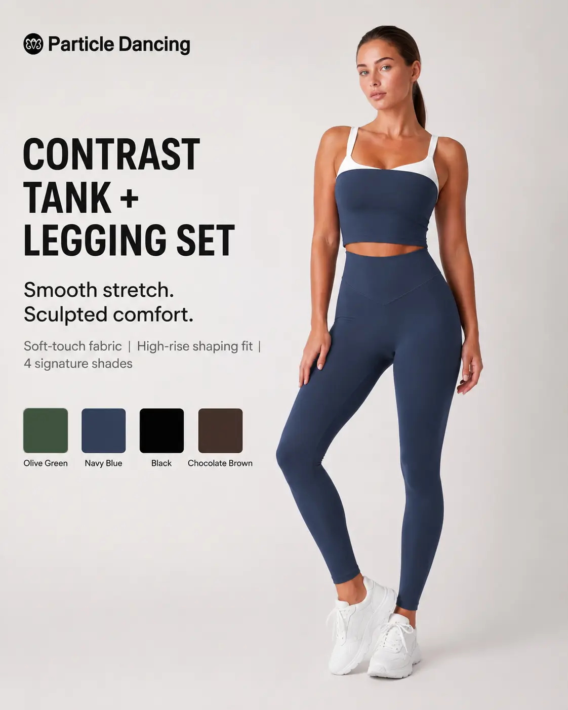 Women’s Contrast Tank and Leggings Set, High Waisted Sculpt Workout Set with Soft Stretch Fabric, Pilates Yoga Activewear Outfit for Studio-to-Street Everyday Wear