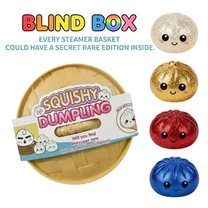 Giant Glitter Dumpling Squishy, Cute Anxiety Relief Fidget Toy, Soft Maltose Squeeze Decompression Toy for Adults, Comes with Steamer Box, Blind Box Style