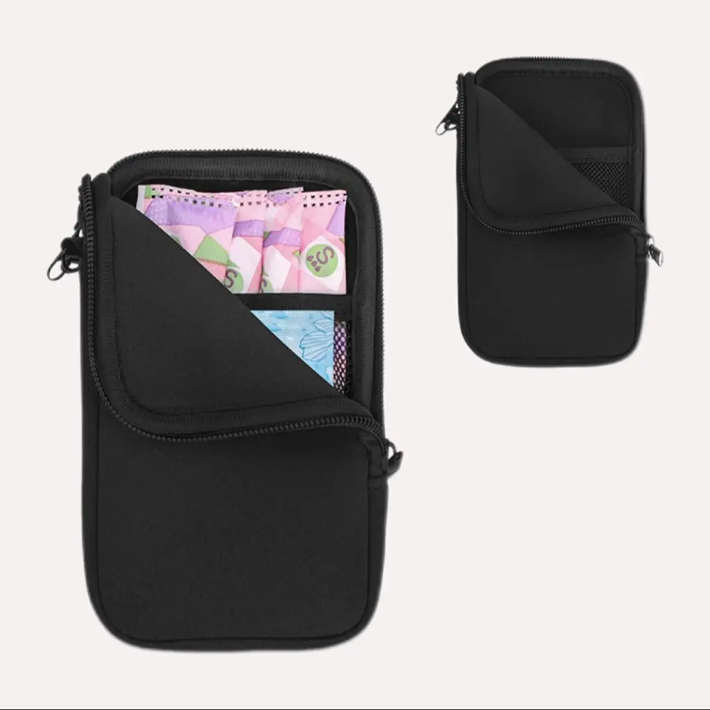 Women's Portable Period Bag, Chlorinated Rubber Sanitary Napkin Storage Pouch, Zippered Small Bag for Women, Ideal for Daily Use, Travel Storage, Space Saving Organizer, Travel Accessories, Travel Essentials, Zipper Pouches, Traveling Essentials