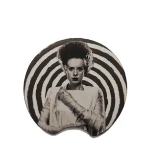 Monsters Bride Car Coasters - Unique Design with Classic Black and White Striped Background