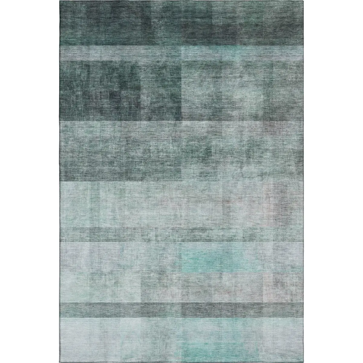 HomeRoots 649655 3x5 ft. Teal & Ivory Abstract Transitional Dual-Color Machine-Washable Rectangular Stayput Area Rug with UV Protection, Dual-Color Area Rugs, Machine-Washable Area Rugs