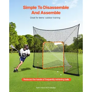 VEVOR Hockey and Lacrosse Goal Backstop, 12x9 ft Lacrosse Net with Extended Coverage, Quick Easy Setup Complete Accessories Training Net, Backyard Lacrosse Equipment, for Youth Adult (NET ONLY)