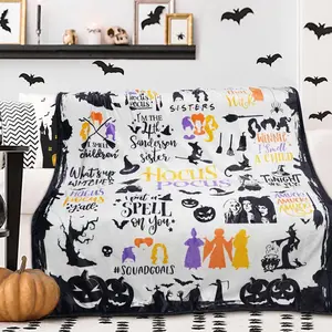 Halloween Themed Blanket, 1 Count Witch Pattern Soft Comfortable Throw Blanket, Cool Bedroom Bedding Blankets, Warm Napping Blanket for Home Office Travel