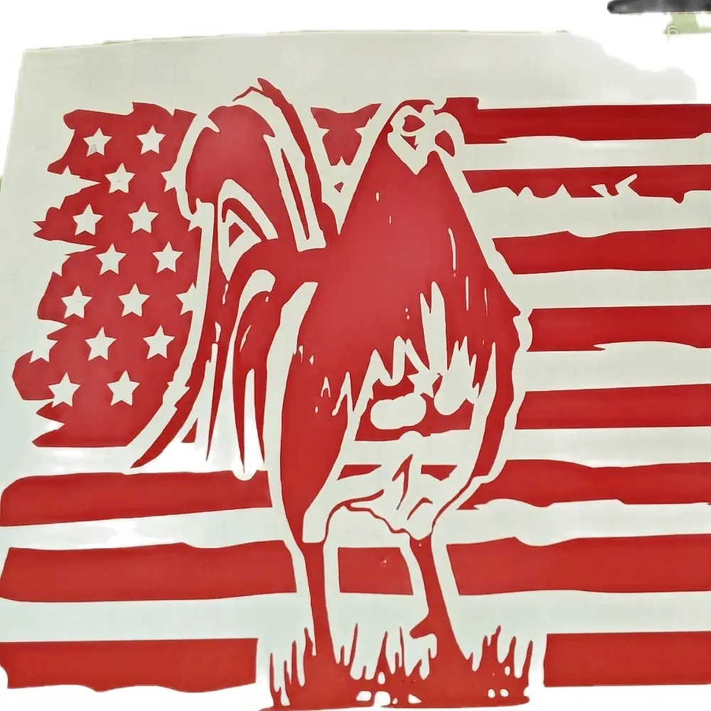 Gamefowl Flag Decal #2 for Cars or Trucks - Customizable Design with Red and White Flag Pattern, 651 Vinyl Material, Enhances Visibility and Style