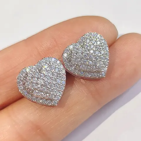 Women's 14K gold plated earrings, exquisite hypoallergenic heart-shaped cubic zirconia earrings, women's jewelry earrings