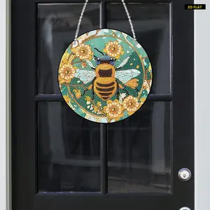 2D Flat Acrylic Suncatcher Round Diamond Painting Kit - Lightweight DIY Single-Sided Rhinestone Hangable Wall Ornaments, Decorative Window Hanging Pendants Set for Handicraft Making, Unique Gifting
