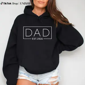 100% Dad Est. 2026 Hoodie – New Dad Long Sleeve Sweatshirt Expecting Baby