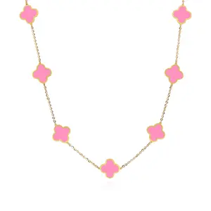 Small Bubblegum Pink Clover Necklace