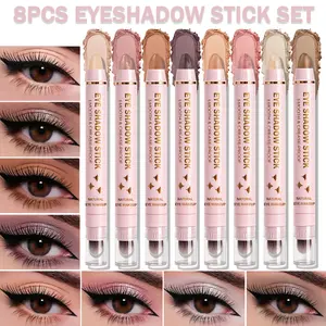 QIUFSSE 8 PCS 2-in-1 Highlighter and Eyeshadow Stick, Multi-Purpose Makeup Stick for Contouring & Highlighting, All-in-One Cream Makeup Stick