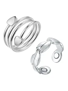 Women's Copper Ring Set, 2PC Magnetic Lymph Drainage Stackable Rings, 7 Strong Magnets, 99% Pure Copper, Adjustable Size, Health Benefits