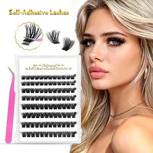 Glue-Free False Eyelashes with Tweezers, Self-Adhesive Strip, No Glue Needed, Easy Application, Makeup Tool for Quick & Simple Use