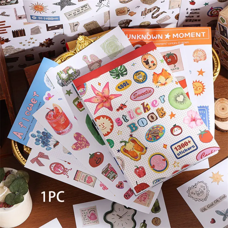 1300+ Pcs Cartoon Sticker Book Coquette Style Sticker Collage Pack, 50 Sheets Cute Aesthetic Flowers & Animal Decals, Waterproof Reusable Fun Stickers for Scrapbooking, Journaling, Laptop, Water Bottle, Luggage, DIY Craft & Planner Accessories