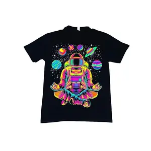 Astronaut Neon Design, Black Tshirt,  Men's Cotton T-Shirt - Casual Black Fashion,  Menswear