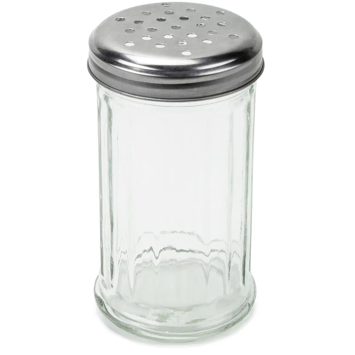 Brybelly KTBL-201 12 oz Glass Kitchen Cheese Shaker with Metal-Hole Lid, Seasoning Utensil for Pepper Serving