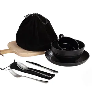 Camping Mess Kits, Silverware Set Spoons Forks Knives, Camping Essentials Gear, Accessories for Travel, Picnic, Outdoor, Easy to Carry and Clean