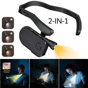 USB Rechargeable 2-in-1 Neck Head Lamp - No More Holding Lights for Books/Work/Fishing