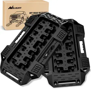 Nilight Nylon Lightweight Compact Flexible Off Road Recovery Traction Boards with Flexible Teeth, 2PCS Black Mini Mats for 4WD/4X4 Vehicles, Off Road Accessories Prevents Slip (Mud/Sand Use)