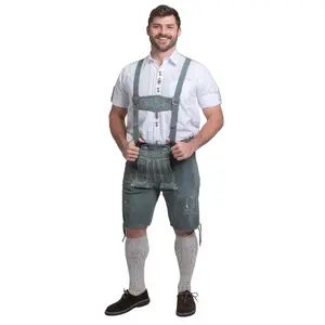 Dirndl Trachten Haus Gray Leather Lederhosen Shorts for Men