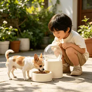 Automatic Pet Feeder for Small-Medium Cats and Dogs, Food-Grade PP & Stainless Steel Bowls Construction, Timed Feeding, Portion Control, LCD Display, Silent Dispensing