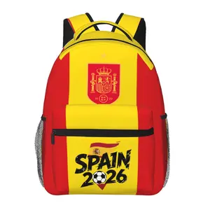 Lightweight Soccer2026 Backpack Lovely Cartoon 2026 World Football Travel Casual Laptop Backpack Hiking Daypack Featuring Spanish Players Design for Birthdays