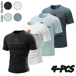 SHISNYIY 2026 Summer New Fashion Men’s Slim-Fit Athletic T-Shirt - Soft, Elastic, Breathable Ice Silk Quick-Dry Shaping Tee for Gym, Running Workouts