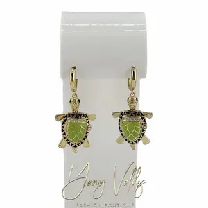 Gold Plated Turtle Pendant Earrings for Women – Elegant Ocean-Inspired Design