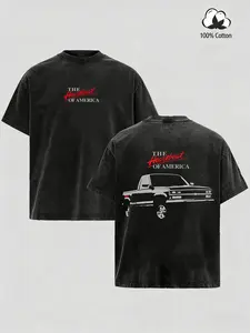 Chevrolet Heartbeat of America Vintage Washed T-Shirt, Classic Black Pickup Truck Graphic Tee, Retro Chevy Fan Top, Perfect Gift for Car Enthusiasts & Muscle Car Collectors