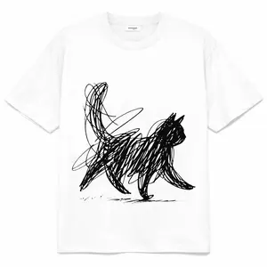 Abstract Cat Line Art Shirt  Minimalist Scribble Cat T-Shirt  Modern Sketch Animal Tee  Artsy Cat Lover Gift